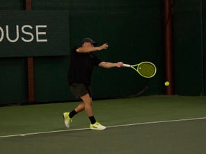 Image of a Playtester Hitting a Forehand
