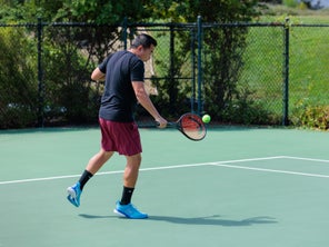 Image of Playtester Hitting a Backhand