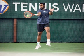 Image of a Playtester Hitting a Forehand