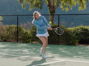 Image of a Playtester Hitting a Backhand