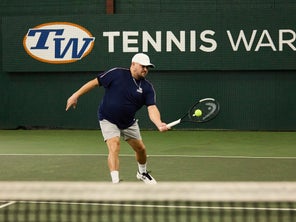 Image of a TW playtester hitting a short return. 