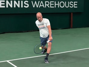 Image of a Playtester Hitting a Backhand