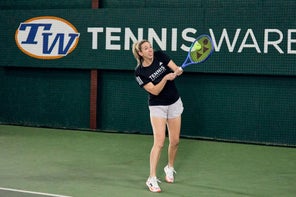 Image of a Playtester Hitting a Backhand