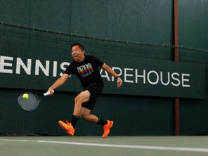 Image of a Playtester Hitting a Forehand