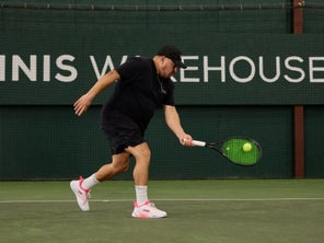 Image of a Playtester Hitting a Forehand