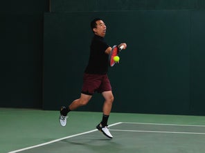Image of a Playtester Hitting a Forehand