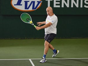 Image of a Playtester Hitting a Backhand