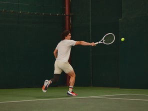 Image of a Playtester Hitting a Backhand