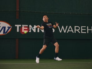 Image of a Playtester Hitting a Forehand