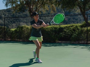 Image of a Playtester Hitting a Backhand