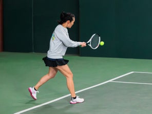 Image of a Playtester Hitting a Backhand