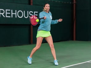 Image of a Playtester Hitting a Forehand