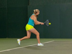 Image of a Playtester Hitting a Backhand
