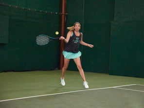 Image of playtester hitting a forehand