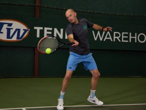 Image of a Playtester Hitting a Forehand