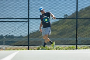 Image of a Playtester Hitting a Backhand