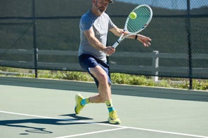 Image of a Playtester Hitting a Backhand