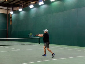 Image of a Playtester Hitting a Forehand