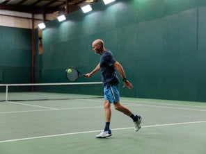 Image of a Playtester Hitting a Backhand