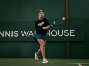 Image of a Playtester Hitting a Backhand