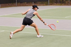 Image of a Playtester Hitting a Volley