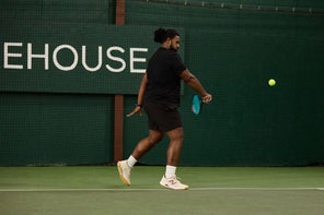 Image of a Playtester Hitting a Backhand