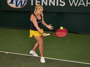 Image of a Playtester Hitting a Backhand