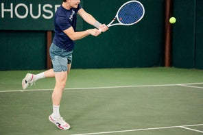 Image of a Playtester Hitting a Backhand