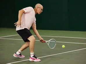 Image of a TW playtetser hitting a half-volley. 