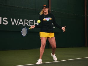 Image of a Playtester Hitting a Forehand
