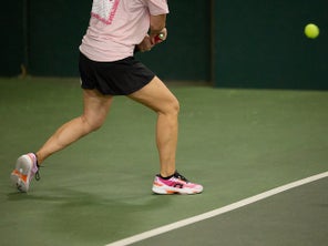 Image of a Playtester Hitting a Backhand