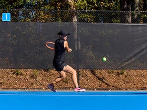 Image of a Playtester Hitting a Backhand