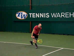 Image of Playtester Hitting a backhand