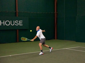 Image of Playtester Hitting a Backhand