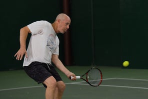 Image of a Playtester Hitting a Volley