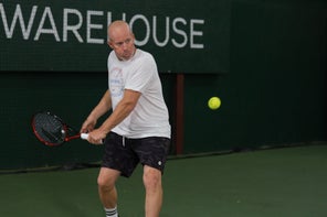 Image of a Playtester Hitting a Backhand