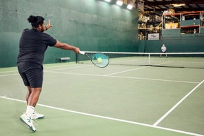 Image of a Playtester Hitting a Forehand