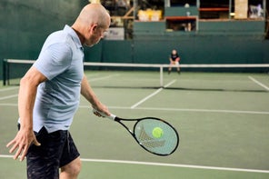 Image of a Playtester Hitting a Backhand