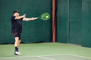 Image of a Playtester Hitting a Forehand