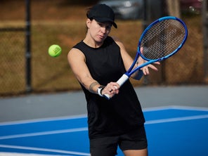 Image of a Playtester Hitting a Volley