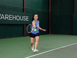 Image of a Playtester Hitting a Forehand