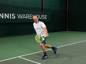 Image of a Playtester Hitting a Backhand