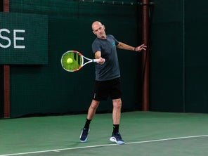 Image of a Playtester Hitting a Forehand