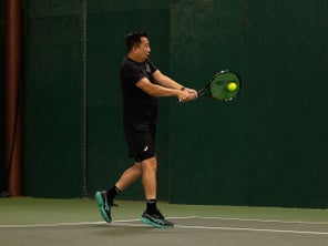 TW playtester drilling a backhand. 