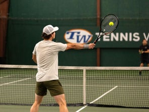 TW playtester hitting a volley. 