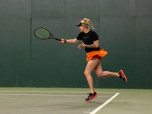 Image of a Playtester Hitting a Forehand