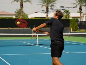 Image of a Playtester Hitting a Backhand