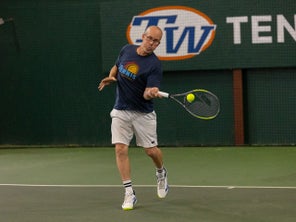 Image of a Playtester Hitting a Forehand