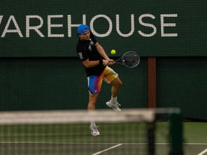 TW playtester hitting a backhand. 