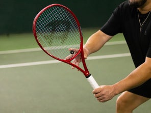 Image of a Playtester Getting Ready to Return a Serve